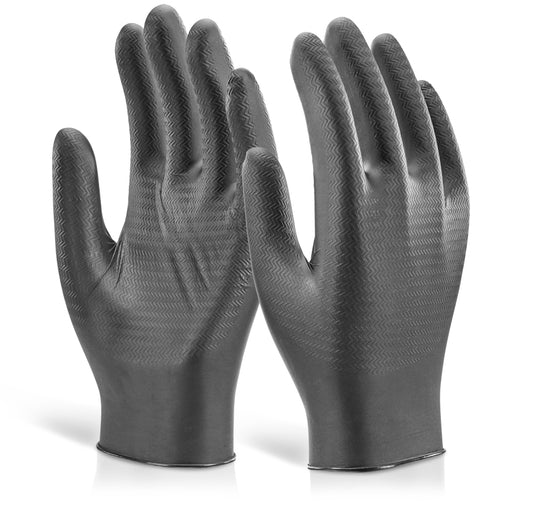 Nitrile Super Heavy Duty Textured Disposable Gloves - Black
